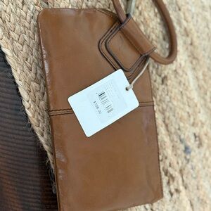 HOBO Brown Leather Wristlet Clutch Minimalist Design